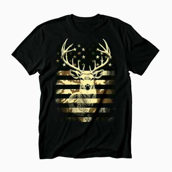 Camo USA Flag Deer Hunting Vintage Hunter Men Women Kids Boys T-Shirt XS-5XL