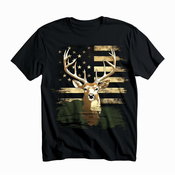 Camo USA Flag Deer Hunting Vintage Hunter Men Women Kids Boys T-Shirt XS-5XL