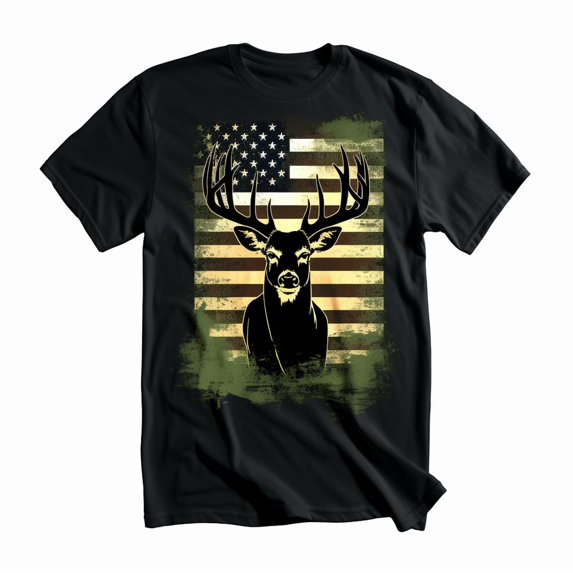 Camo USA Flag Deer Hunting Vintage Hunter Men Women Kids Boys T-Shirt XS-5XL