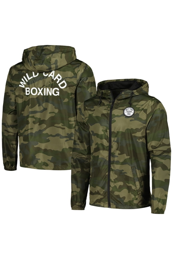 Camo Wild Card Boxing Old School 1995 Logo Full-Zip Windbreaker Jacket