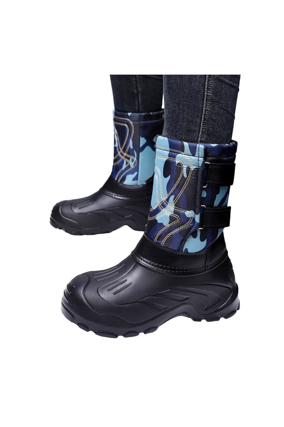 Camo Winter Boots for Men Waterproof Insulated High Top Hook and Loop Snow Booties Anti-Slip Hiking Shoes