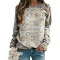 thumbnail image 1 of Camo Women's Floral Printed Sweatshirt Long Sleeve Crewneck Casual Loose Vintage FLower Graphic Pullover Tops Plus Size, 1 of 5