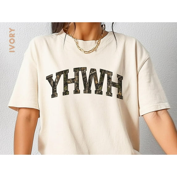 Camo YHWH Comfort Colors Shirt, Bible Verse Tee, Christian Gift for Men and Women