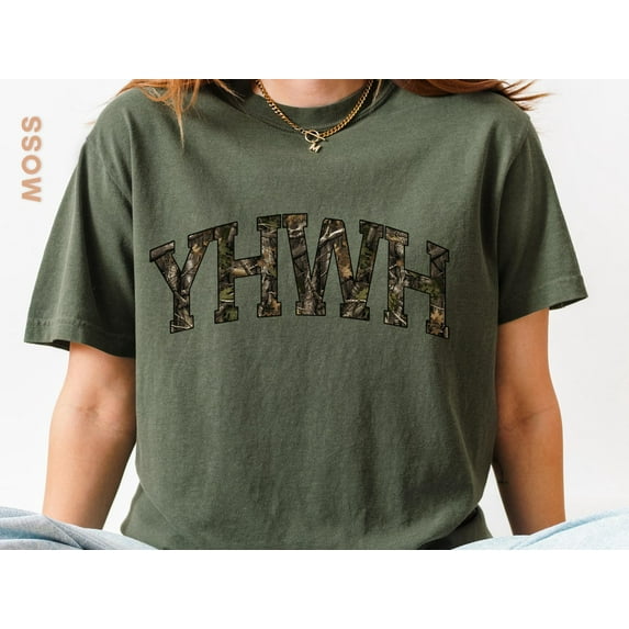 Camo YHWH Comfort Colors Shirt, Bible Verse Tee, Christian Gift for Men and Women