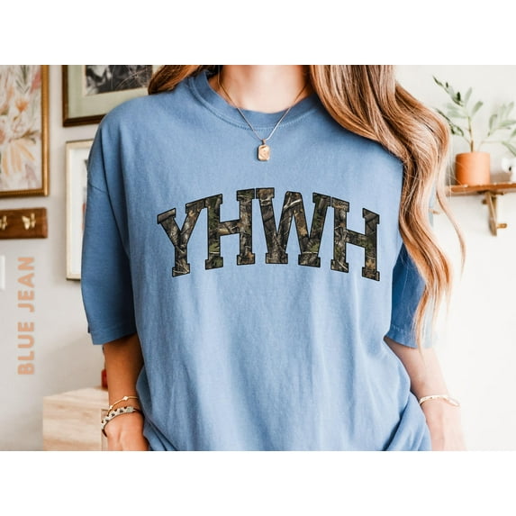 Camo YHWH Comfort Colors Shirt, Bible Verse Tee, Christian Gift for Men and Women