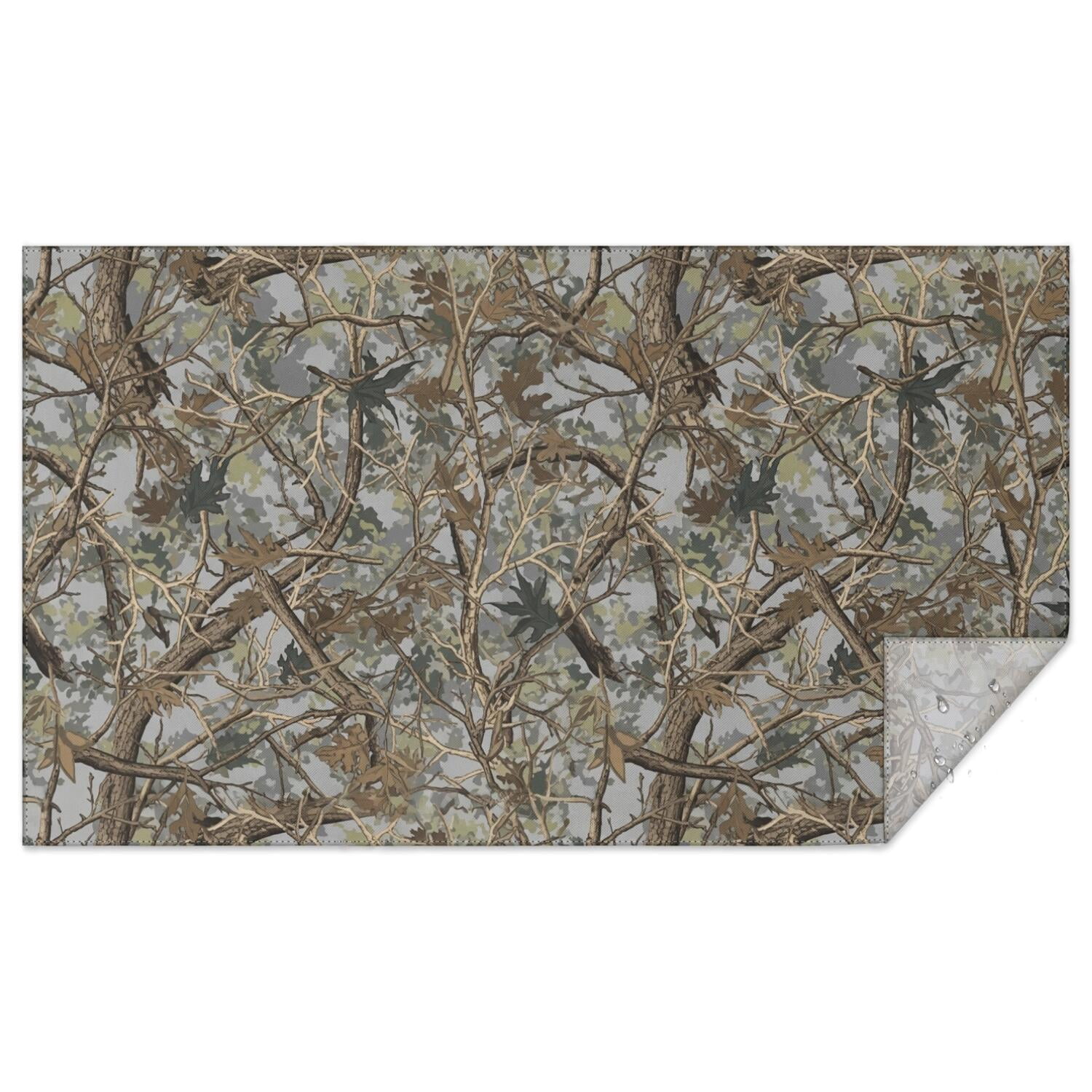 Grey Pattern Cover Camo and Branch Grey Pattern Waterproof Tablecloth, Rectangular Fabric ...