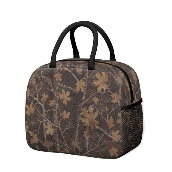 Camo and Deer Brown Pattern Insulated Leakproof Lunch Box for Work, Lunch Bag for Women Men, Loncheras Para Mujer for Beach Travel Picnic Camping