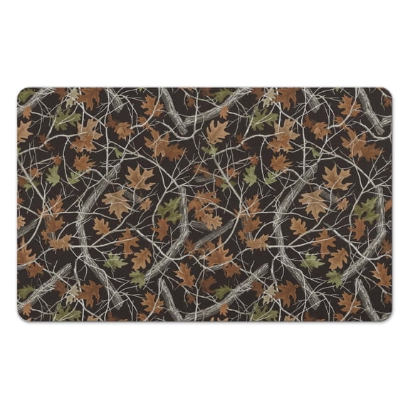 Camo and Leaf Black Pattern Diatomite Bath Mat, Entryway Floor Pad with ...