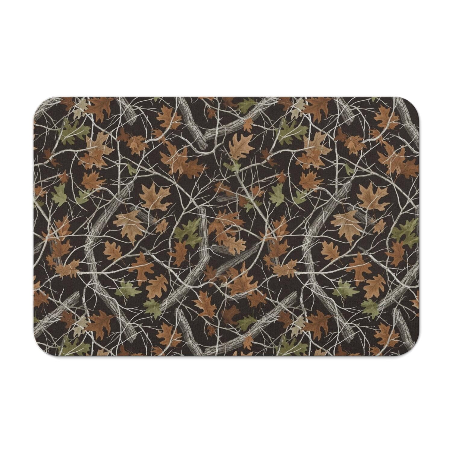 Camo and Leaf Black Pattern Diatomite Bath Mat, Stone Bath Rug with Non ...