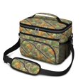 thumbnail image 1 of Camo and Oak Green Pattern Insulated Lunch Box for Women Men, Medium Leakproof Cooler Bag with Adjustable Strap, 10"x6.7"x8", 1 of 6
