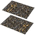 Camo and Tree Black Pattern PVC Woven Placemats Set Of 2, Outdoor ...