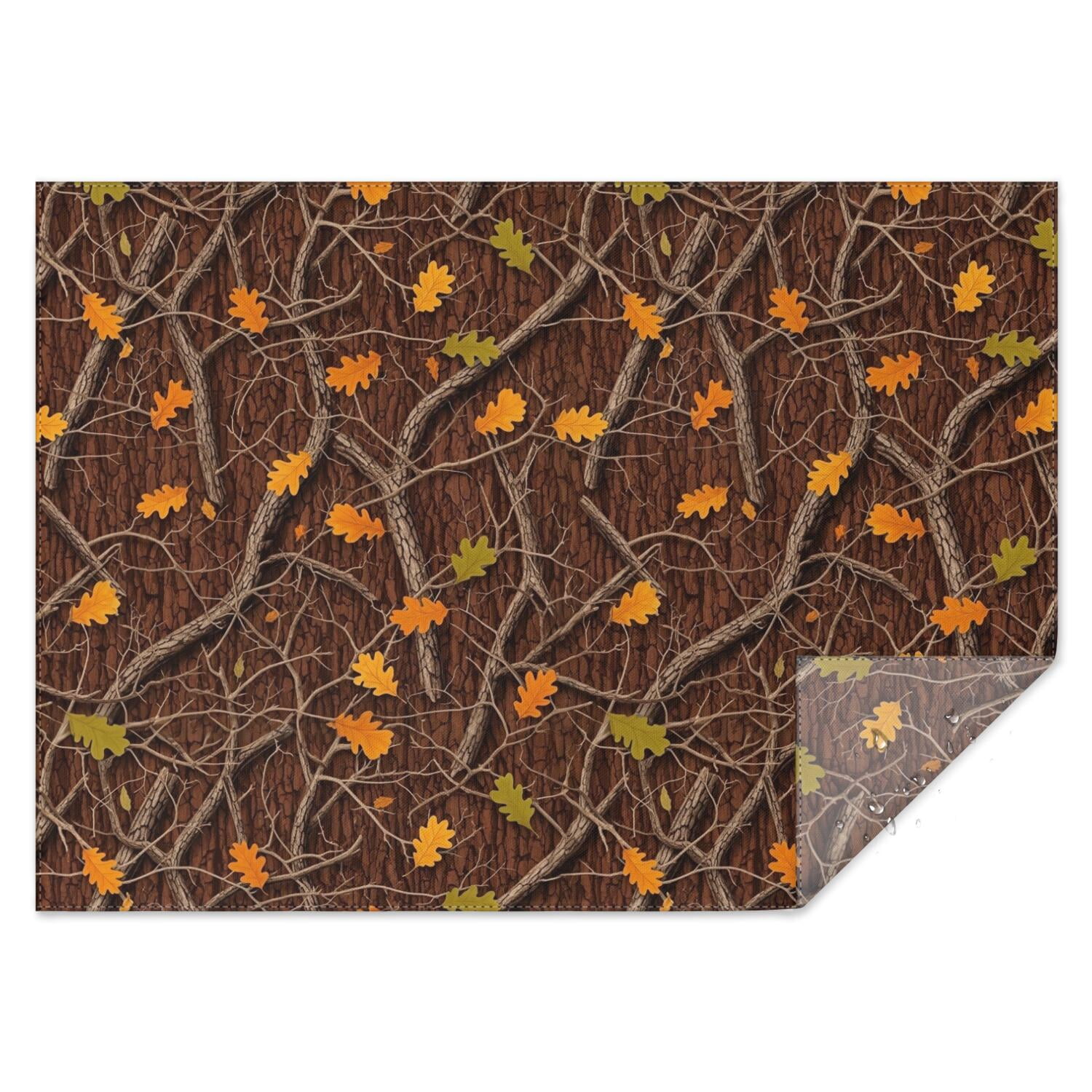 Camo and Twig Brown Pattern Waterproof Tablecloth, Rectangular Outdoor ...