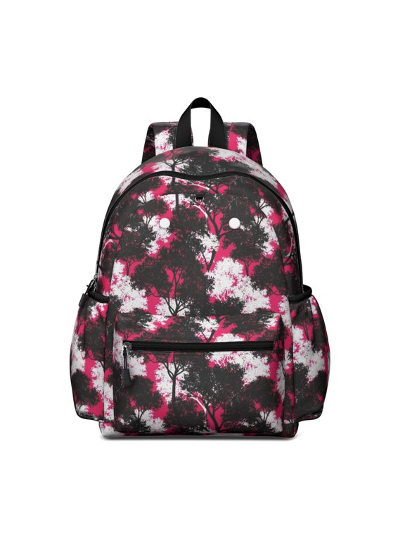 Camo and Twig Pink Pattern Cute School Backpack with Padded Back and Adjustable Shoulder Straps 13.4"x11"x4.7"