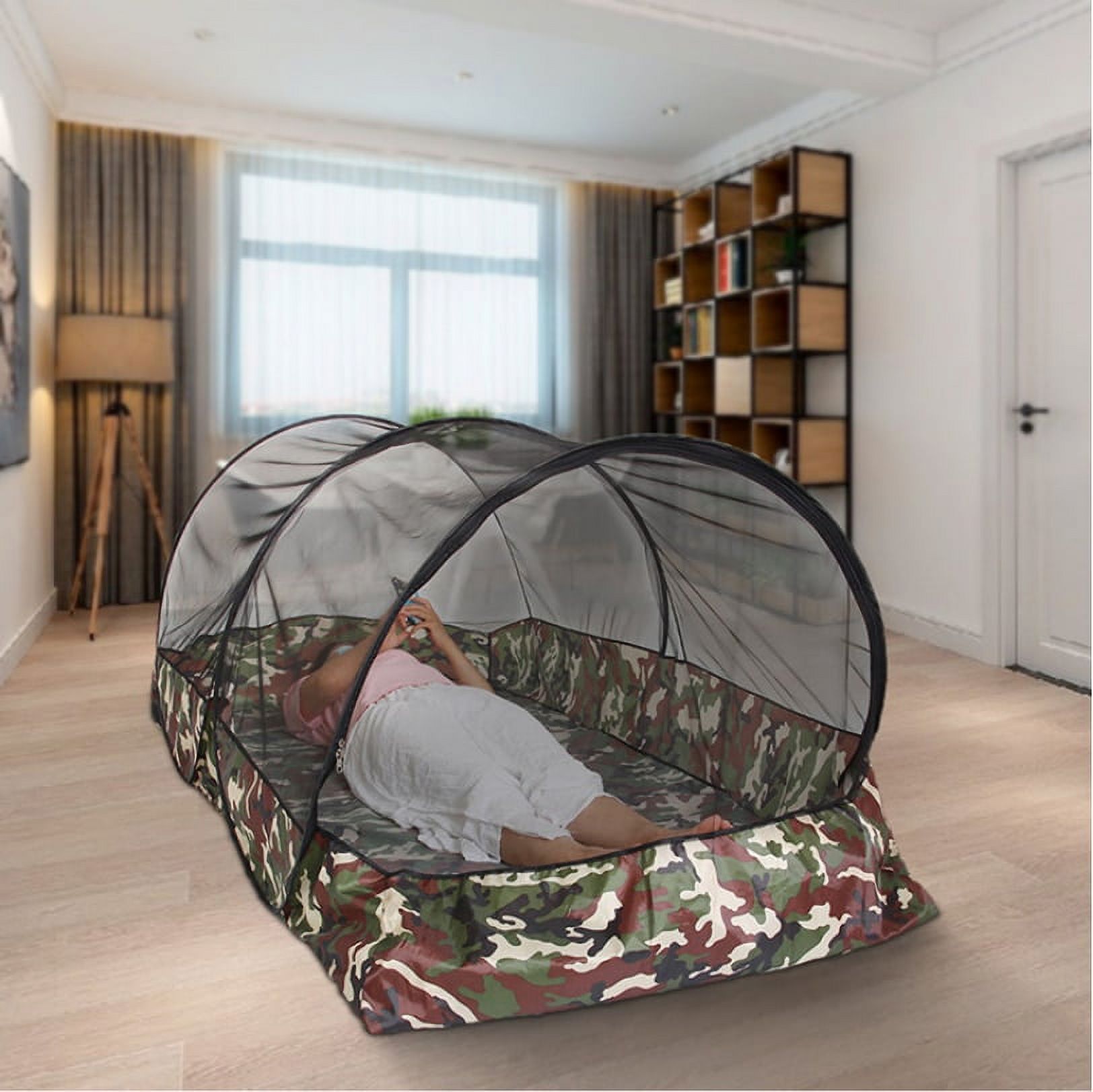 Camo bottom camping single person mosquito net fully enclosed portable