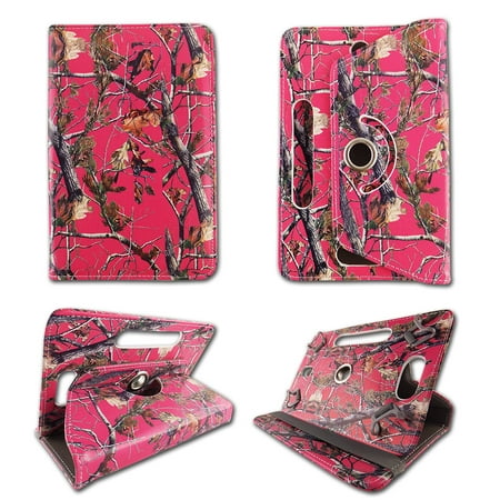 Camo pink Pintree folio tablet Case for HP Slate S8-7600US 8 inch android tablet cases 8 inch Slim fit standing protective rotating universal PU leather standing cover