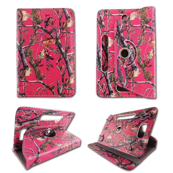 Camo pink Pintree folio tablet Case for HP Slate S8-7600US 8 inch android tablet cases 8 inch Slim fit standing protective rotating universal PU leather standing cover