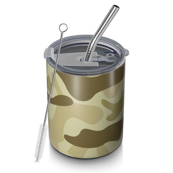 Camouflage 12oz Stainless Steel Coffee Mug – Double-Wall Insulated Cup with Spill-Resistant Lid, 360° Full-Print Design, Keeps Drinks Hot & Cold for Home, Office, Travel, Thanksgiving,Christmas