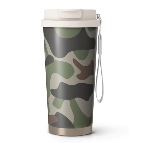 Camouflage 18oz Double Drinking Coffee Mug – Vacuum Insulated Stainless Steel Travel Cup with Leakproof Lid, 316 Steel Thermos Tumbler for Hot & Cold Beverages