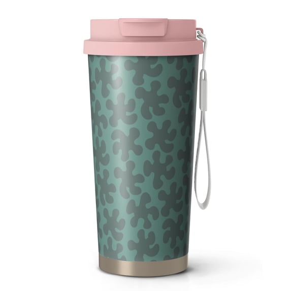 18oz Travel Coffee Mug with Strap, 316 Stainless Steel Vacuum Insulated Tumbler, 2-in-1 Straw Lid, Camouflage Print