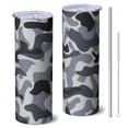 thumbnail image 1 of Camouflage 20 Oz Stainless Steel Skinny Tumbler – Vacuum Insulated Slim Travel Cup with Lid & Stainless Steel Straw, 360° Full Wrap Printed Tumbler for Home, Office & Outdoor Use, 1 of 6