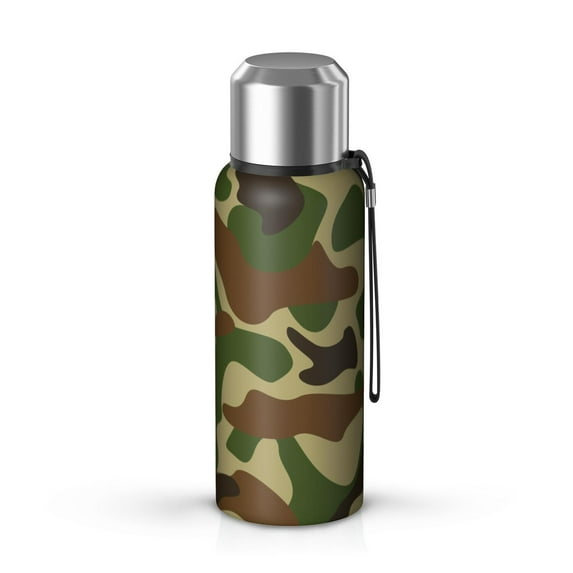 Camouflage 20oz Stainless Steel Thermal Bottle with Tea Filter and Cup Lid, Vacuum Insulated Coffee Mug with 316L Inner Liner, Leakproof Travel Thermos for Office, Commute & Outdoor