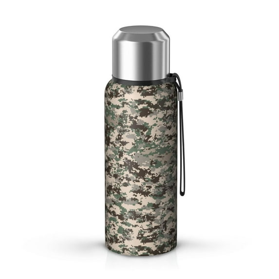 Camouflage 20oz Stainless Steel Thermal Bottle with Tea Filter and Cup Lid, Vacuum Insulated Coffee Mug with 316L Inner Liner, Leakproof Travel Thermos for Office, Commute & Outdoor