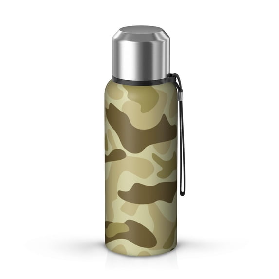 Camouflage 20oz Stainless Steel Thermal Bottle with Tea Filter and Cup Lid, Vacuum Insulated Coffee Mug with 316L Inner Liner, Leakproof Travel Thermos for Office, Commute & Outdoor