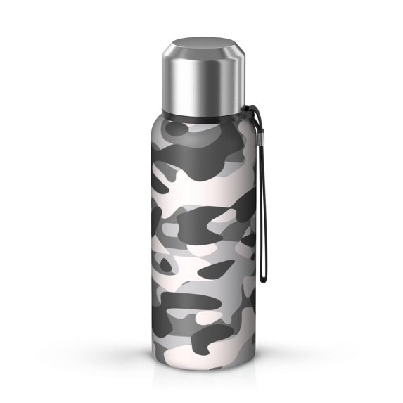 Camouflage 20oz Stainless Steel Thermal Bottle with Tea Filter and Cup Lid, Vacuum Insulated Coffee Mug with 316L Inner Liner, Leakproof Travel Thermos for Office, Commute & Outdoor