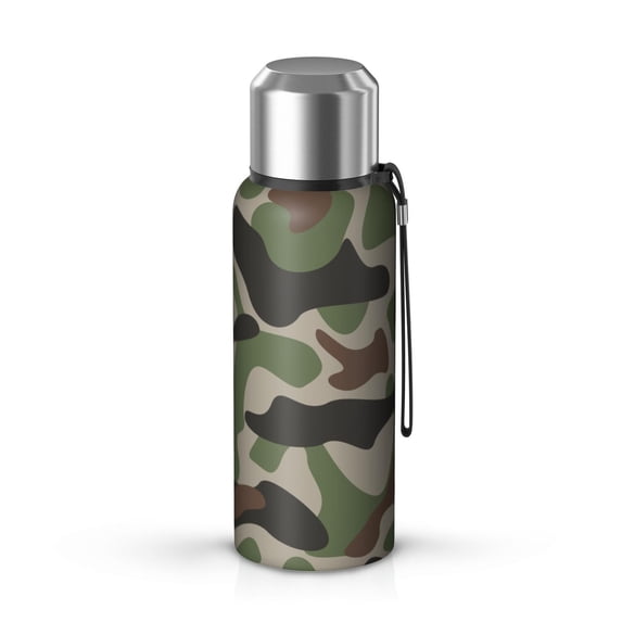 Camouflage 20oz Stainless Steel Thermal Bottle with Tea Filter and Cup Lid, Vacuum Insulated Coffee Mug with 316L Inner Liner, Leakproof Travel Thermos for Office, Commute & Outdoor