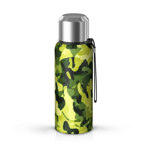 Camouflage 20oz Stainless Steel Thermal Bottle with Tea Filter and Cup Lid, Vacuum Insulated Coffee Mug with 316L Inner Liner, Leakproof Travel Thermos for Office, Commute & Outdoor