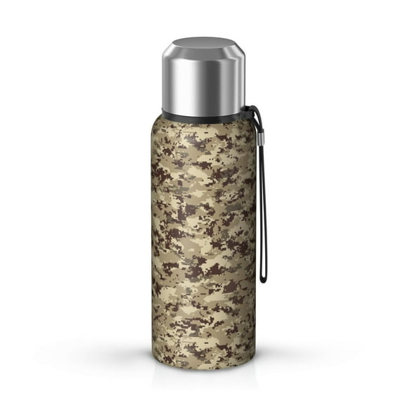 Camouflage 20oz Stainless Steel Thermal Bottle with Tea Filter and Cup Lid, Vacuum Insulated Coffee Mug with 316L Inner Liner, Leakproof Travel Thermos for Office, Commute & Outdoor