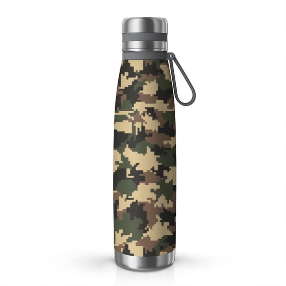 Camouflage 29oz Stainless Steel Insulated Thermos with Tea Filter, 360° Printed Travel Bottle, Leakproof BPA-Free Flask with Anti-Slip Base, 304 Inner & 201 Outer, Vacuum Cup