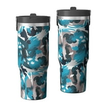 Camouflage 30oz Handheld Travel Tumbler with Handle – Double Wall Stainless Steel Insulated Cup, Flip Straw Lid, Leak-Proof & BPA-Free for Hot and Cold Drinks – Durable Coffee & Juice Mug Black