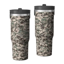 30oz Tumbler with Swivel Handle, Vacuum Insulated Stainless Steel Travel Mug with 2-in-1 Straw Lid, Camo Print
