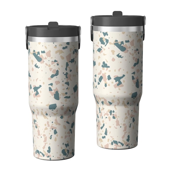 Camouflage 30oz Handheld Travel Tumbler with Handle – Double Wall Stainless Steel Insulated Cup, Flip Straw Lid, Leak-Proof & BPA-Free for Hot and Cold Drinks – Durable Coffee & Juice Mug Black
