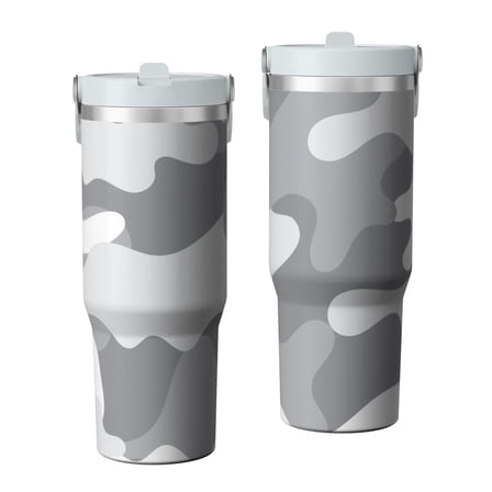 30oz Tumbler with Swivel Handle, Vacuum Insulated Stainless Steel Travel Mug with 2-in-1 Straw Lid, Camo Print