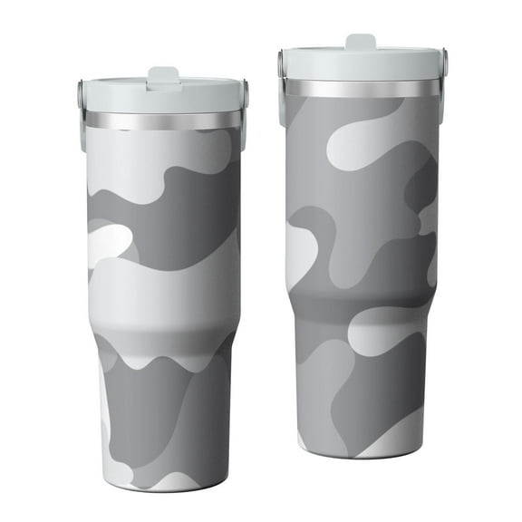 30oz Tumbler with Swivel Handle, Vacuum Insulated Stainless Steel Travel Mug with 2-in-1 Straw Lid, Camo Print