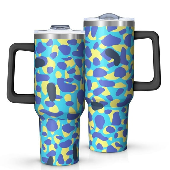 Camouflage 40oz Tumbler– Stainless Steel Insulated Tumbler with Handle and Straw, Large Capacity Travel Cup for Hot & Cold Drinks