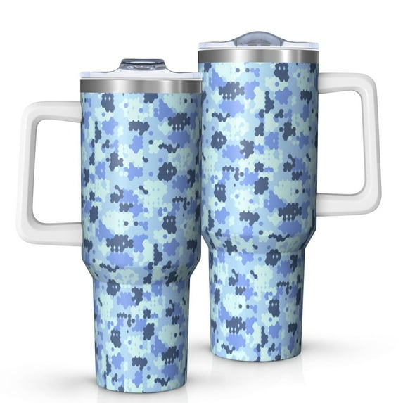 Camouflage 40oz Tumbler– Stainless Steel Insulated Tumbler with Handle and Straw, Large Capacity Travel Cup for Hot & Cold Drinks
