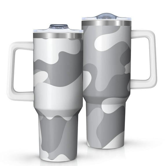 Camouflage 40oz Tumbler– Stainless Steel Insulated Tumbler with Handle and Straw, Large Capacity Travel Cup for Hot & Cold Drinks