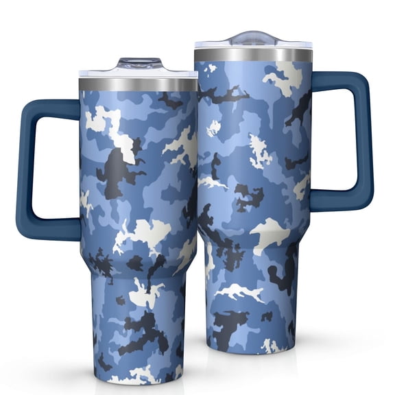 Camouflage 40oz Tumbler– Stainless Steel Insulated Tumbler with Handle and Straw, Large Capacity Travel Cup for Hot & Cold Drinks