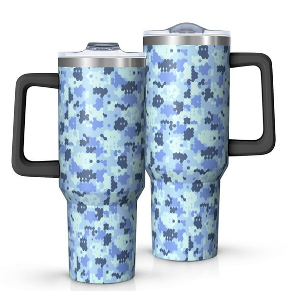 Camouflage 40oz Tumbler– Stainless Steel Insulated Tumbler with Handle and Straw, Large Capacity Travel Cup for Hot & Cold Drinks