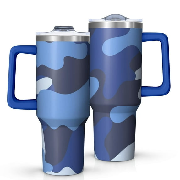 Camouflage 40oz Tumbler– Stainless Steel Insulated Tumbler with Handle and Straw, Large Capacity Travel Cup for Hot & Cold Drinks