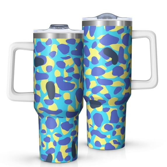 Camouflage 40oz Tumbler– Stainless Steel Insulated Tumbler with Handle and Straw, Large Capacity Travel Cup for Hot & Cold Drinks