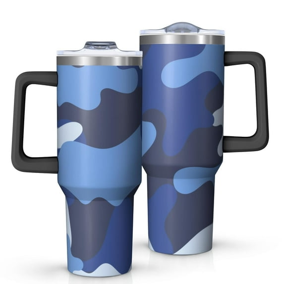 Camouflage 40oz Tumbler– Stainless Steel Insulated Tumbler with Handle and Straw, Large Capacity Travel Cup for Hot & Cold Drinks