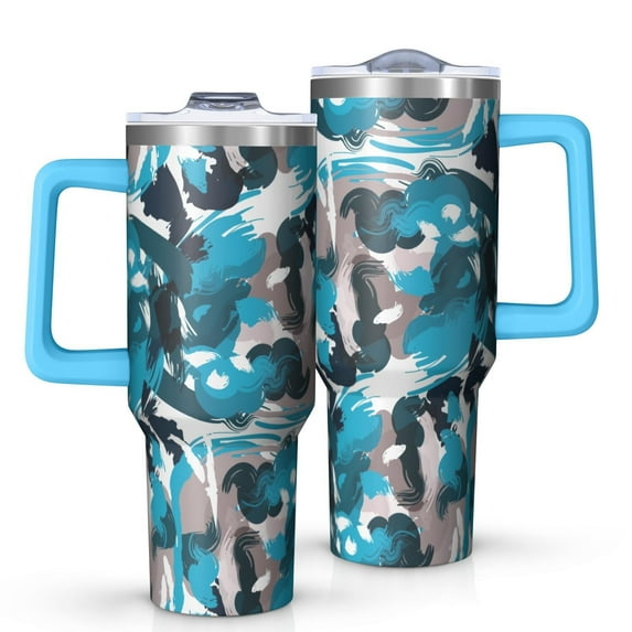 Camouflage 40oz Tumbler– Stainless Steel Insulated Tumbler with Handle and Straw, Large Capacity Travel Cup for Hot & Cold Drinks