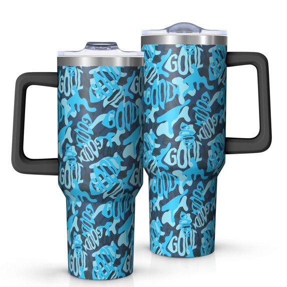 Camouflage 40oz Tumbler– Stainless Steel Insulated Tumbler with Handle and Straw, Large Capacity Travel Cup for Hot & Cold Drinks