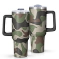 thumbnail image 1 of Camouflage 40oz Tumbler– Stainless Steel Insulated Tumbler with Handle and Straw, Large Capacity Travel Cup for Hot & Cold Drinks, 1 of 6