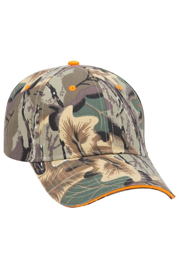 Men’s Camouflage 6 Panel Adjustable Low Profile Baseball Cap, Khaki/Brown/Olive Green