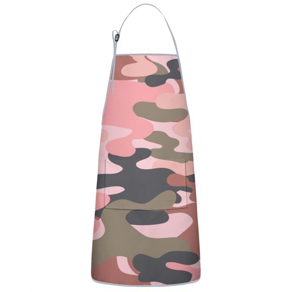 Camouflage Adjustable Waterproof Apron for Adults 33x27 Inch – Cooking Apron with 2 Large Pockets, Durable Polyester Bib for Kitchen, Baking, BBQ, and Home Use